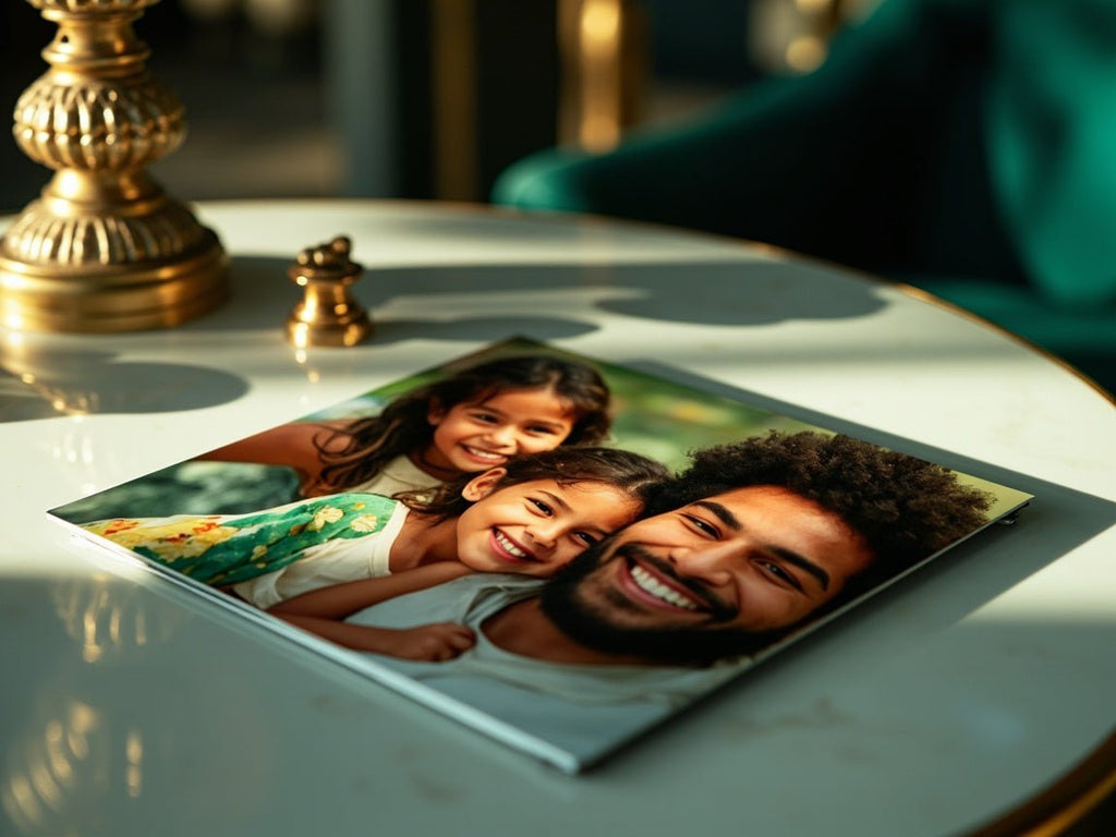 Exemple plaque aluminium personnalisée avec photo famille
 30x40 cm haute qualité impression HD